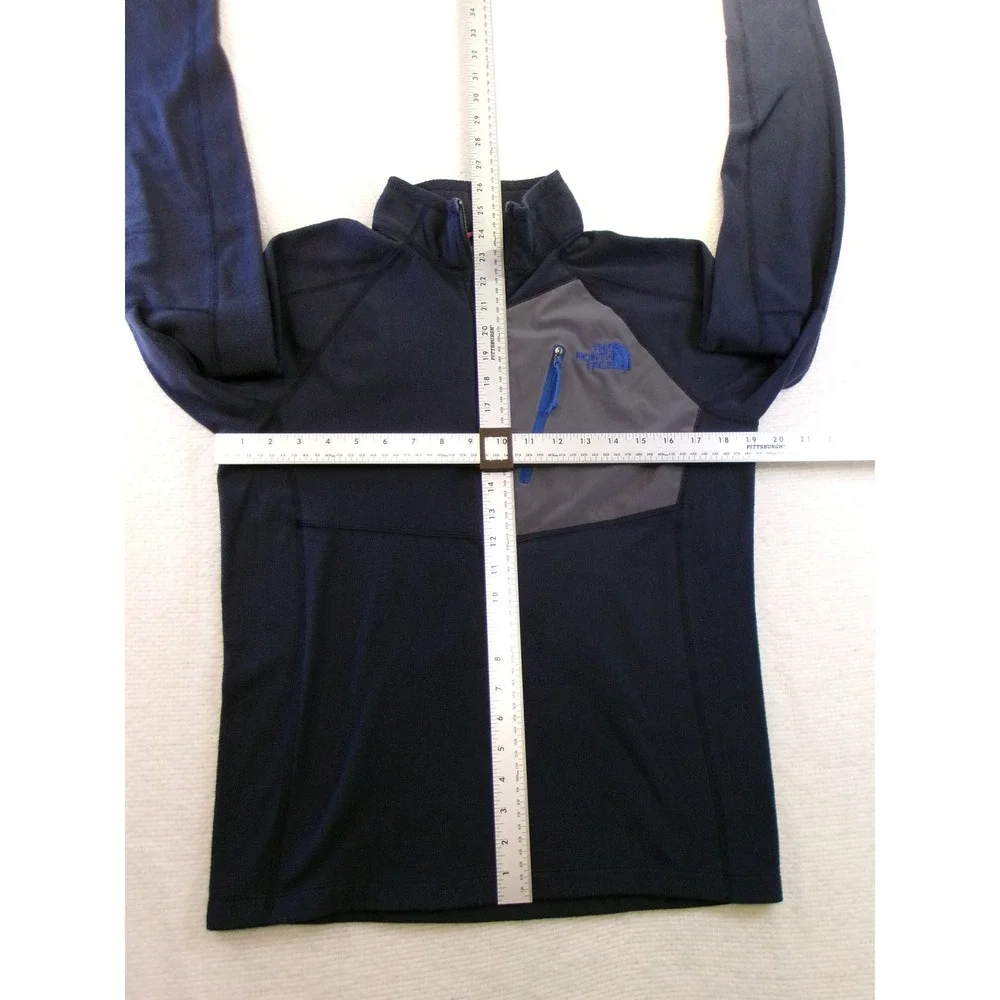 The North Face FlashDry Mens Navy Blue Grey 1/4 Zip Fleece Pullover C741‎ S